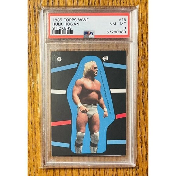 1985 Topps WWF Stickers Hulk Hogan Rookie RC #16 PSA 8 NM-MT - Picture 1 of 2